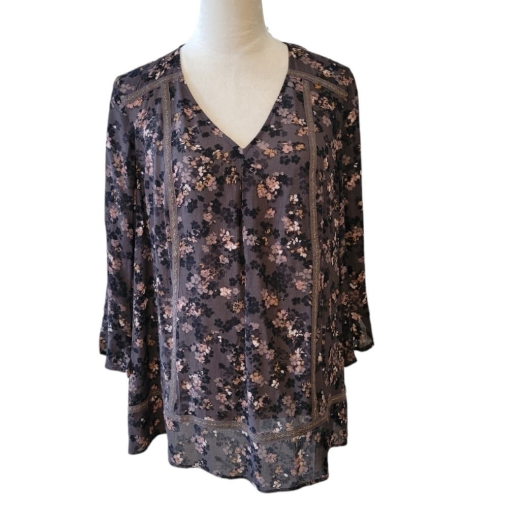J. Jill Peasant Floral‎ Blouse Top Size Small